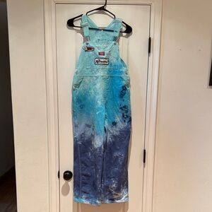 Noiice Dyes Dickies Light Aqua Tie-Dye Overalls. The Resinators/Punk Patches.